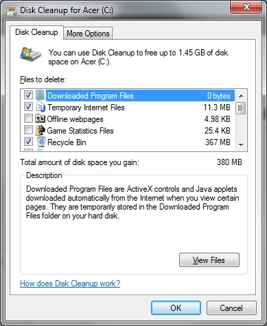Windows 7 Disk Cleanup Tool